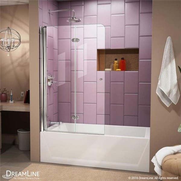 Dreamline DreamLine SHDR-3448580-01 48 in. Aqua Ultra Frameless Hinged Tub Door - Chrome SHDR-3448580-01 - main